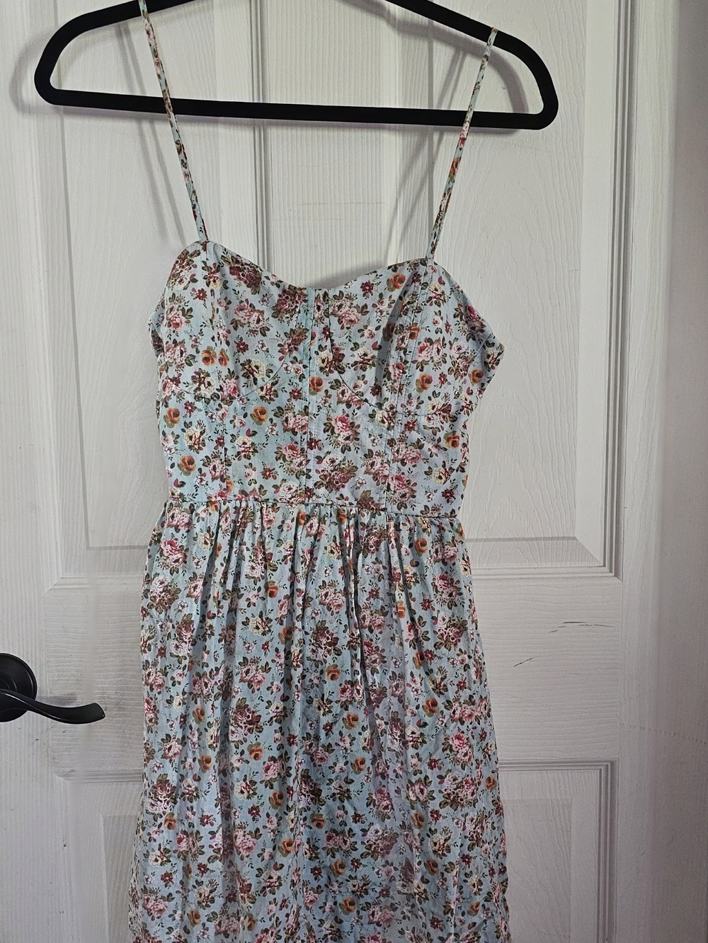 Deb Light Blue Floral Spaghetti-Strap Dress (Junior Size)